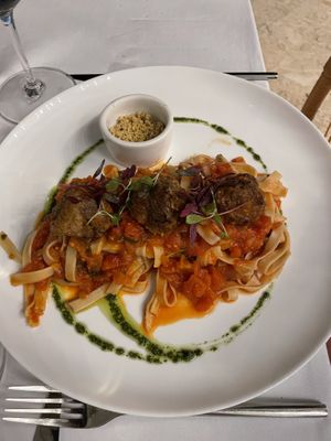 Spagetti meatballs at Mother Earth Vegan Hotel in Tamarindo