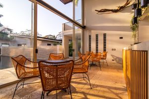 Indoor seating also available  at Mother Earth Vegan Restaurant in Tamarindo