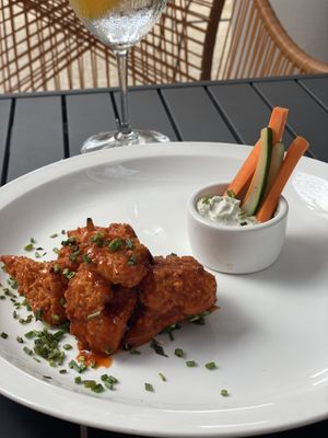 Buffalo cauliflower wings at Mother Earth Vegan Restaurant in Tamarindo