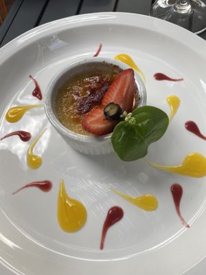 Crème brûlée  at Mother Earth Vegan Restaurant in Tamarindo