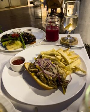 Philly cheesesteak! So good!!!  at Mother Earth Vegan Restaurant in Tamarindo