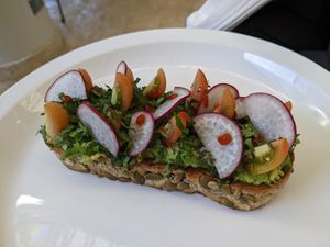Avocado toast at Mother Earth Vegan Restaurant in Tamarindo
