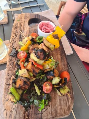 Grilled Kabob Skewer at Mother Earth Vegan Restaurant in Tamarindo