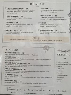 Sadly no breakfast after noon.  at Mother Earth Vegan Restaurant in Tamarindo