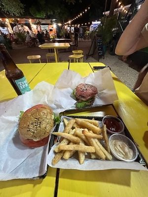 Burger and Chips  at Mother Earth Vegan Restaurant in Tamarindo