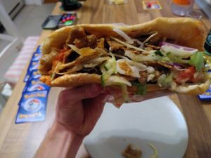Vegan kebab. Don't mind the Pokémon cards in the background 😄 at Dönerqueen in Hamburg