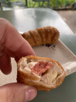 Fried Wiener Cheese  at Taoveg in Santiago