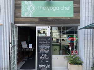 Out front  at The Yoga Chef Cafe & Meal Prep in Port Coquitlam