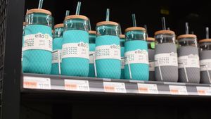 glass tumblers at Amazon Go - Denny Triangle in Seattle