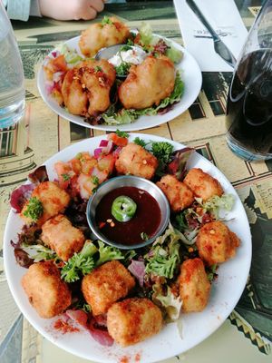 Top: chili cauliflower wings. Bottom: tofu chili bites at Sage in Belfast