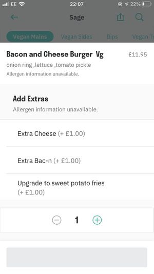 Difference in advertised prices at Sage in Belfast