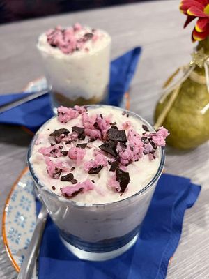 Choc Raspberry cheescake at Harry's Place CIC in Ballynahinch