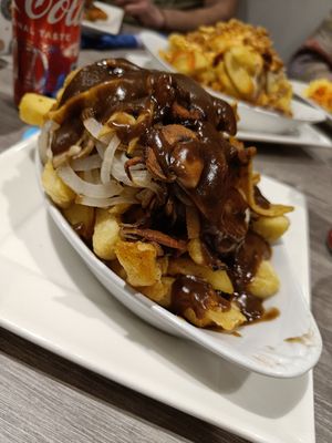 Not today seitan chips (roasted seitan, mushrooms, onions and gravy) at Harry's Place CIC in Ballynahinch