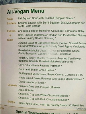 The menu at Veg Society of DC in Washington