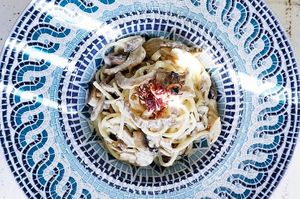 Spaghetti carbonara

Χωρίς γλουτένη. Με τριλογία μανιταριών (πλευρώτους, portobello & champignon) at Alpino in Paleo Faliro