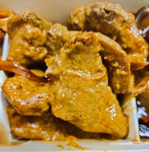 Rendang lion mane mushroom at Greendot 绿一点 - Jurong Point 1 in West Singapore