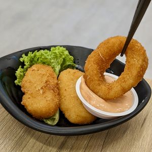 Vegan Golden Calamari at Greendot 绿一点 - Jurong Point 1 in West Singapore