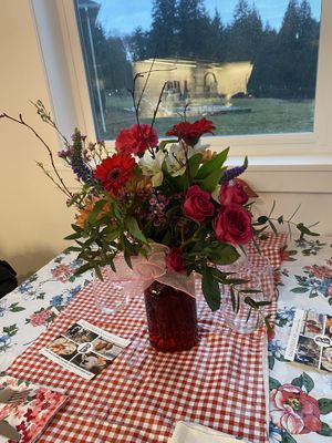 Valentines flowers we got to arrange and take home.  at Ballydidean Farm Sanctuary in Clinton