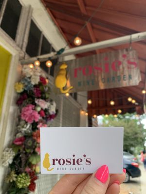 Beautiful business card  at Rosie's Coffee & Wine Garden in Charlotte