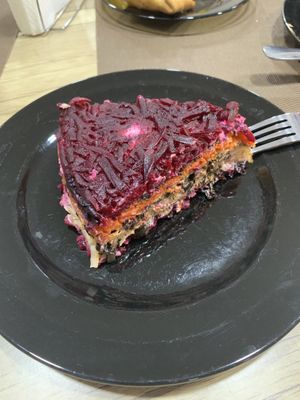 Salad „cake"  at Sebcha in Khujand