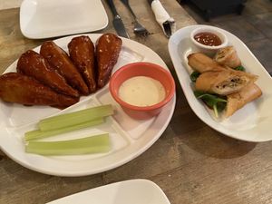Wings and spring rolls at Red Bamboo in New York City