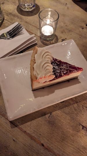 Raspberry white chocolate cheesecake at Red Bamboo in New York City