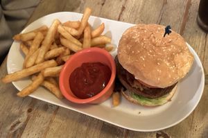 Bamburger with fries  at Red Bamboo in New York City