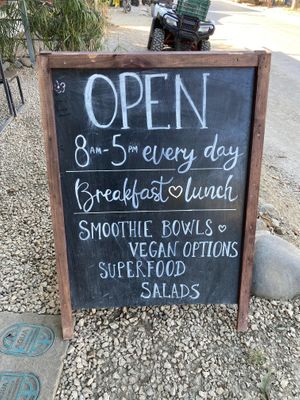 Road sign at Earth Cafe in Santa Teresa