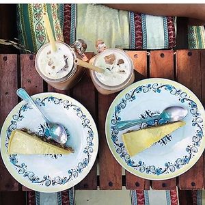 Raw Vegan Ginger Lemon Cheesecake

 at Earth Cafe in Santa Teresa