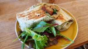 Falafel salad wrap made on request at Vibes in Dorchester