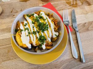 BBQ jackfruit chilli wedges at Vibes in Dorchester