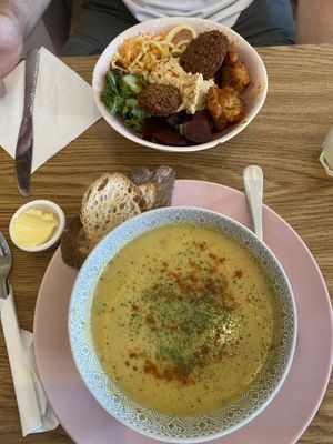 Soup of the day (lentil) and Buddha bowl   at Vibes in Dorchester