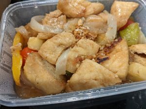 Pad Prew Wan Tofu (sweet and sour tofu) at Soi 38 in Edinburgh