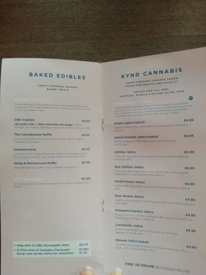 One of their menus at Kynd in Edinburgh