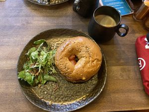 The Hempie bagel with CBD infused latte at Kynd in Edinburgh