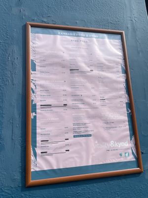 Menu  at Kynd in Edinburgh