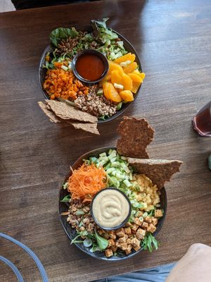 One of each of the 2 salads they offer at Kynd in Edinburgh