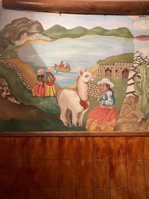Murals on the way in  at Govinda's in La Paz