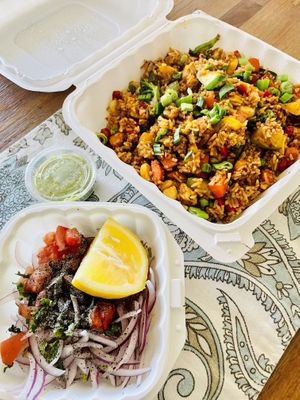 $14.50 vegetarian paella   at Emelina's in San Carlos