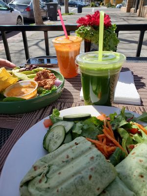 "Ginger snap" and "Orange you glad I said carrot" at Pure Juice & Smoothie Lounge in Concord