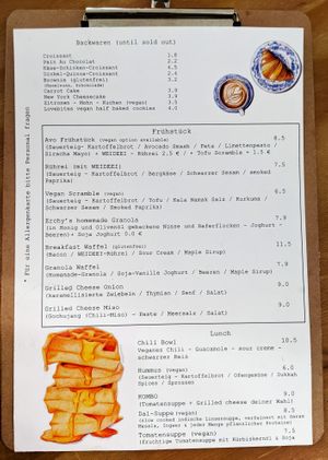 Menu page at Erchy's at Erchy's in Berlin