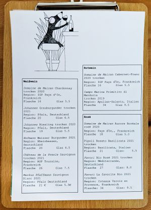 Menu page at Erchy's at Erchy's in Berlin