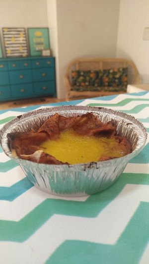 Nidos de huevo vegano con jamón vegano at Saboro Comida Consciente in Castellon De La Plana