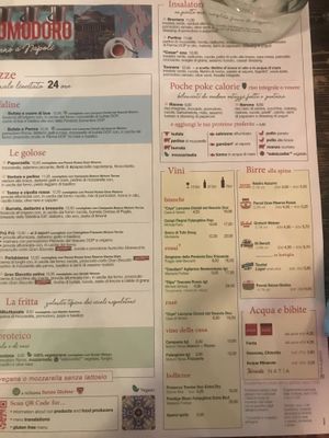 menu at Rossopomodoro - Molino delle Armi in Milan
