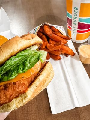 Spicy Chik’n Sandwich  at PLNT Burger in Alexandria