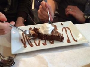 Chocolate cake at Sacred Chow in New York City