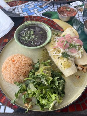 Enchiladas with the soy chickun and verde sauce  at Pepe's Cantina in Clermont