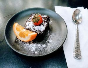 Decadent & delicious vegan chocolate cheesecake. 🍴2022 at Pepe's Cantina in Clermont