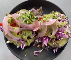 Stuffed avocado without queso.   at Pepe's Cantina in Clermont