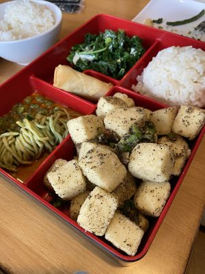 Salt & pepper tofu bento box  at Trendy Vegan in Houston